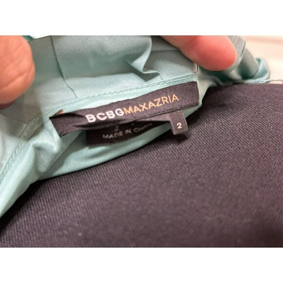 BCBGMAXAZRIA Women's 2 Light Green Knee Length Dress Crochet Pockets Coquette - Picture 14 of 16